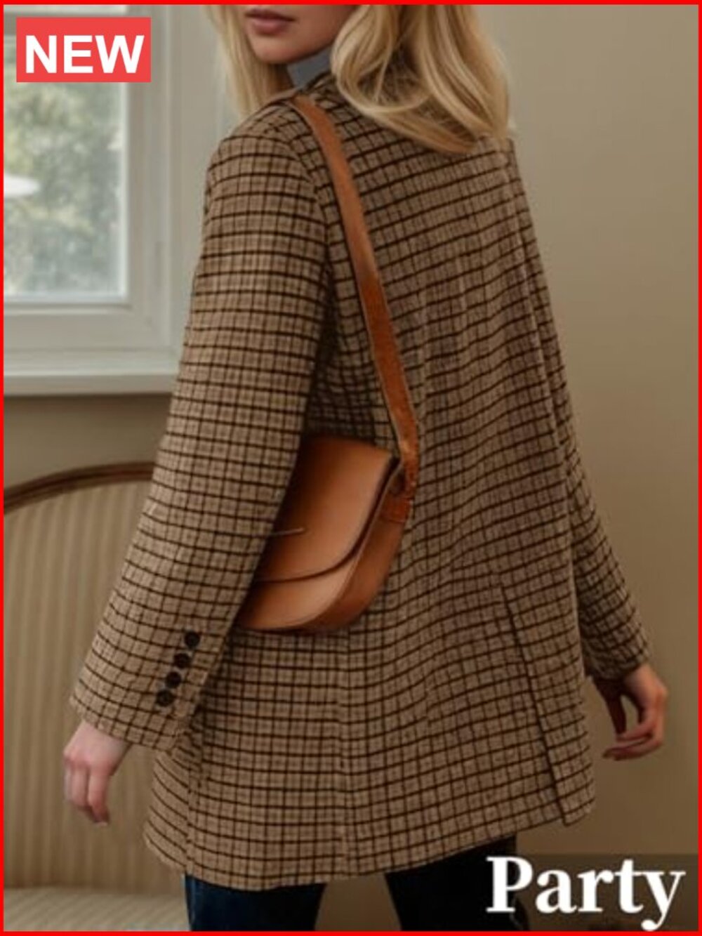 Polyester Blend Wool Blazer Jacket Loose Fit Business Casual - Picture 5 of 7